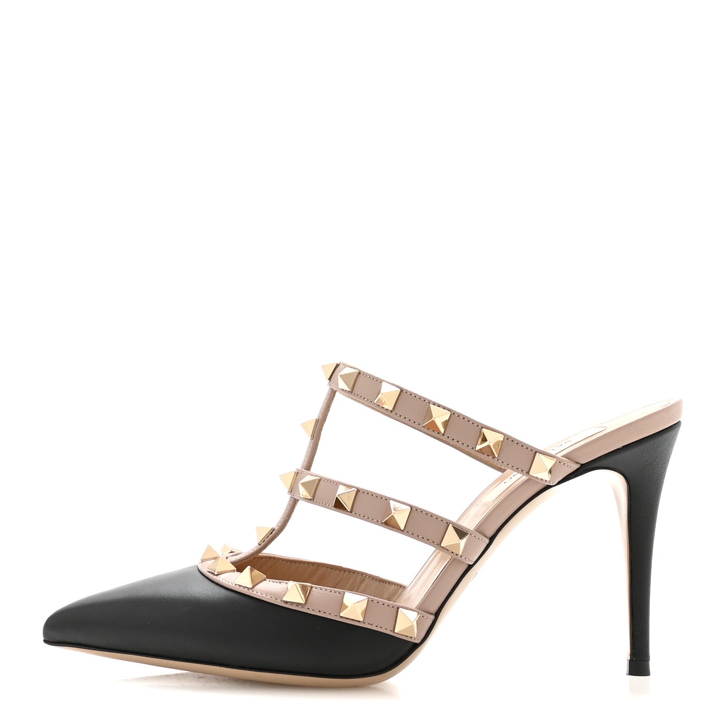 NAPPA ROCKSTUD 90MM CAGE MULES BLACK POUDRE