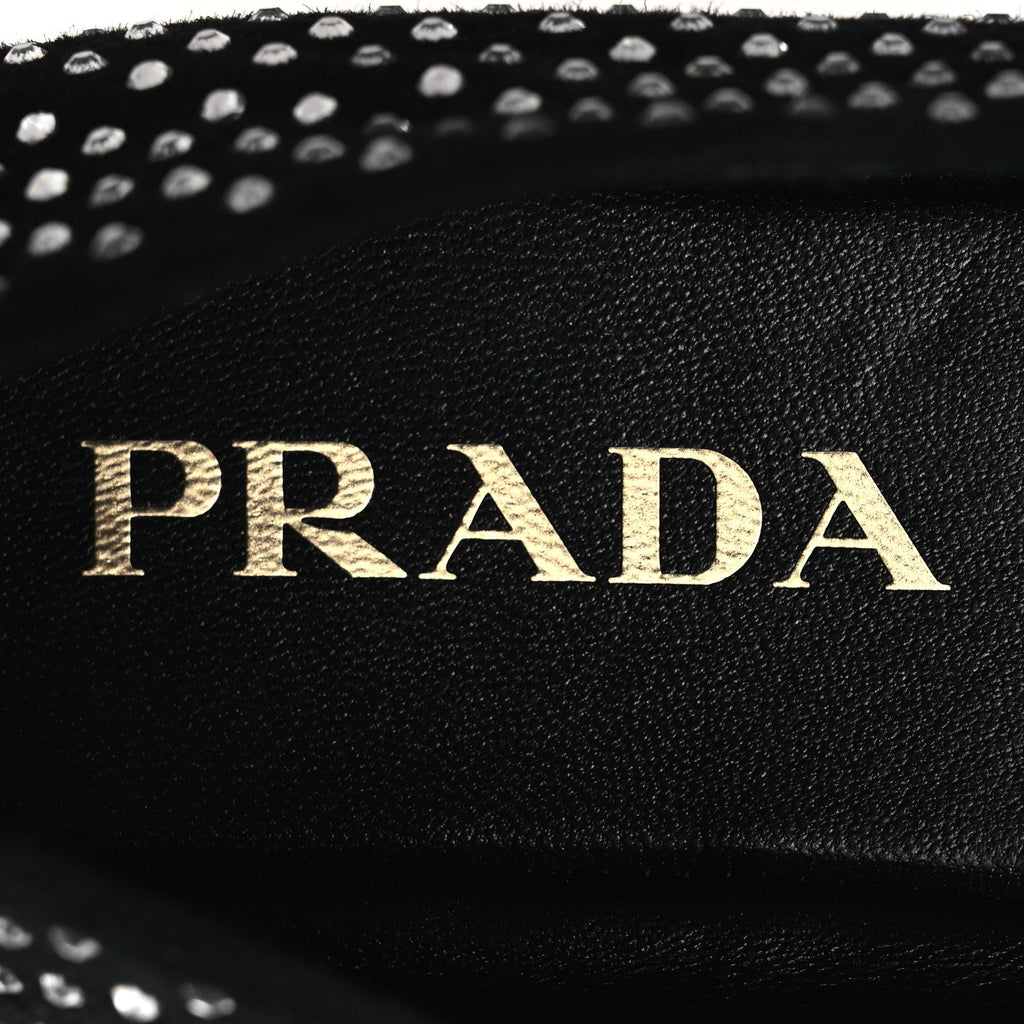 SUEDE CRYSTAL STUDDED BALLERINA FLATS BLACK