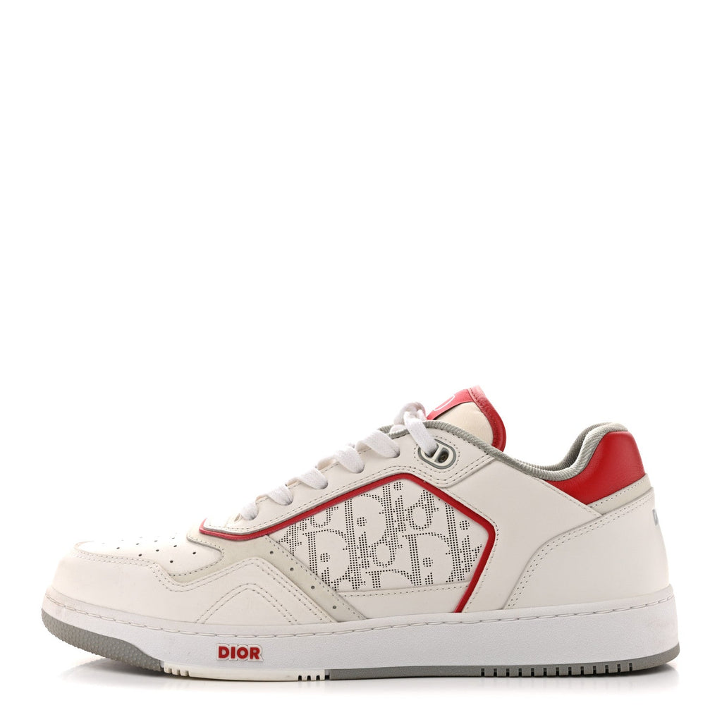 SMOOTH CALFSKIN OBLIQUE GALAXY PERFORATED MENS B27 LOW TOP SNEAKERS WHITE RED