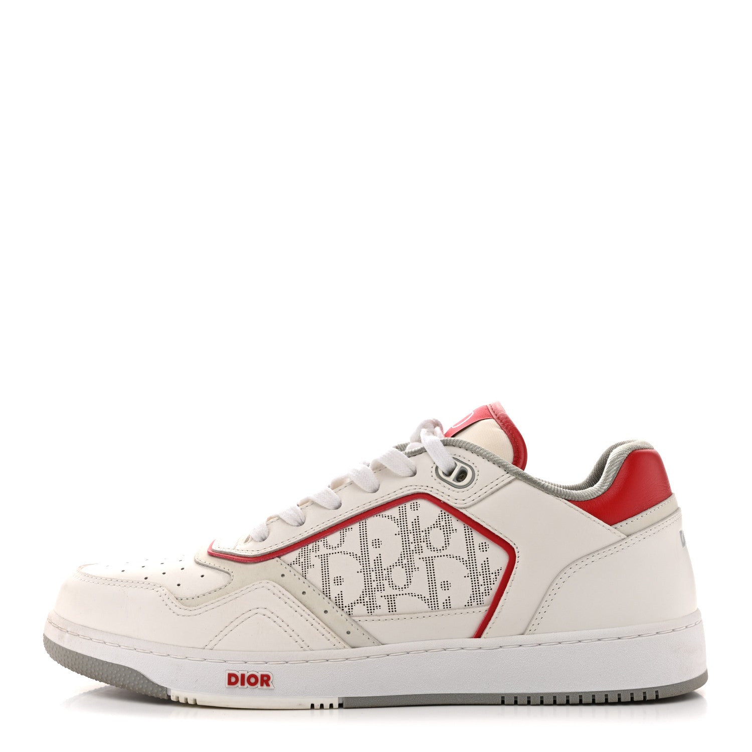 SMOOTH CALFSKIN OBLIQUE GALAXY PERFORATED MENS B27 LOW TOP SNEAKERS WHITE RED