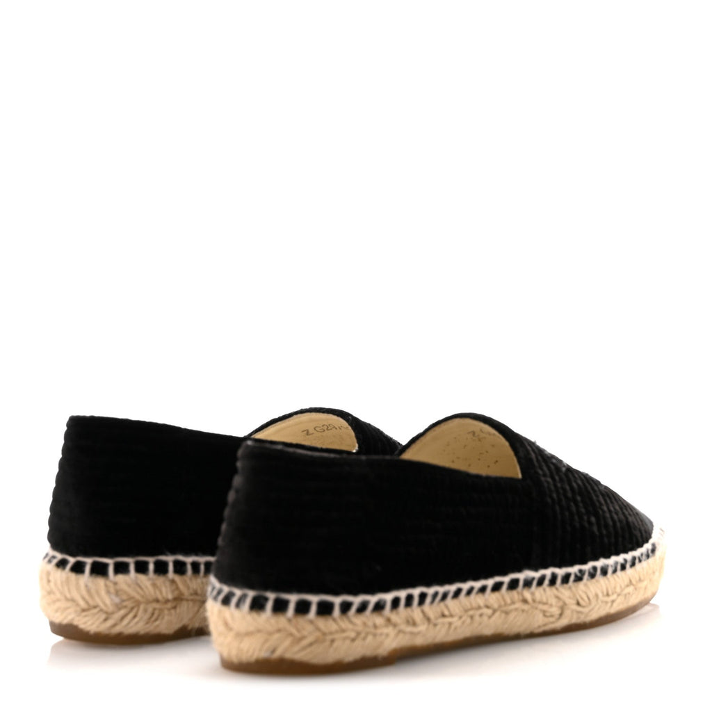 VELVET GROSGRAIN QUILTED CC ESPADRILLES BLACK