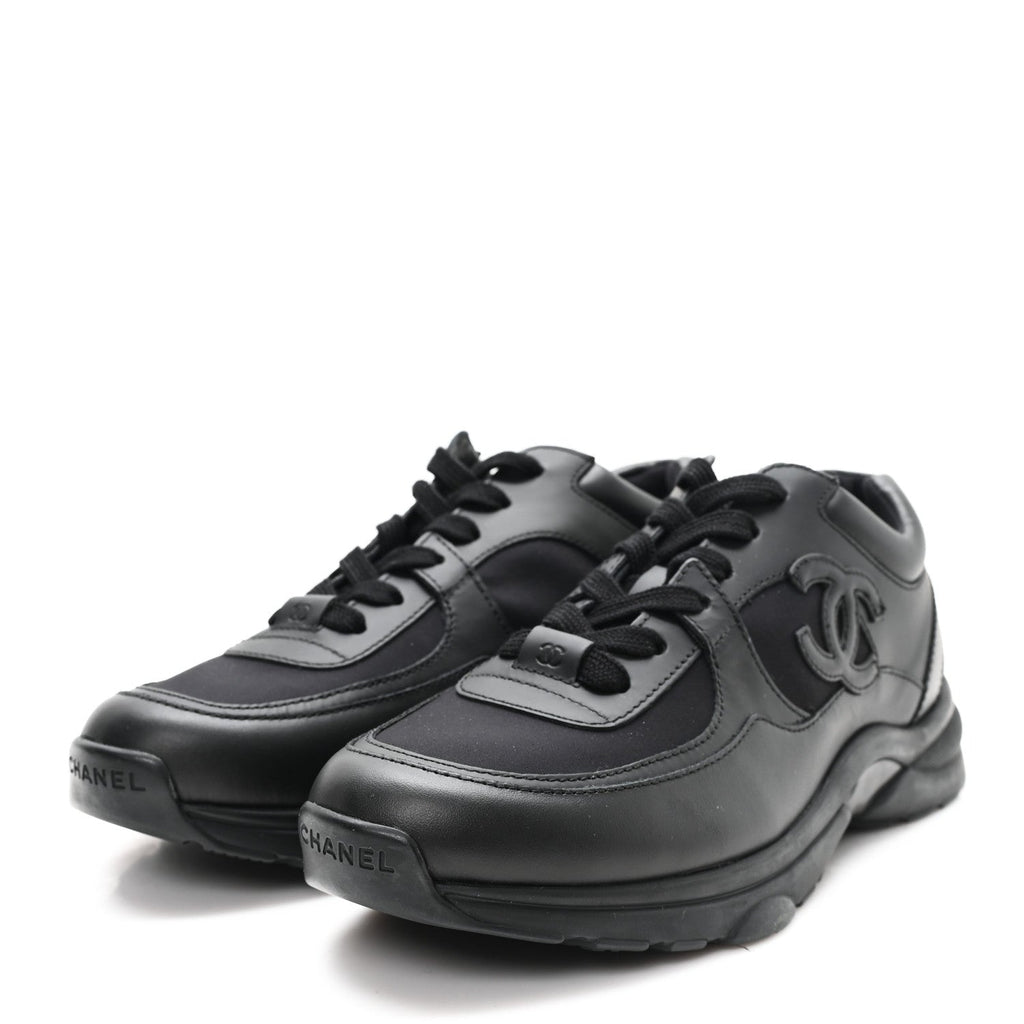 CALFSKIN LAMBSKIN CC UNIFORM SNEAKERS BLACK