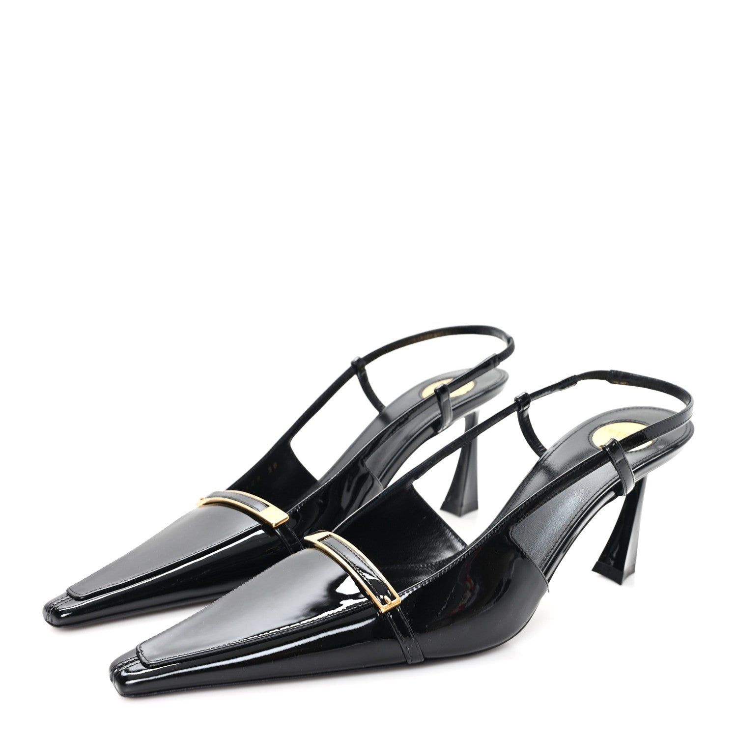 PATENT CALFSKIN JACQUELINE 75 SLINGBACK PUMPS BLACK