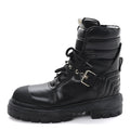 CALFSKIN NYLON QUILTED WATERPROOF ROCKSTUD COMBAT BOOTS BLACK