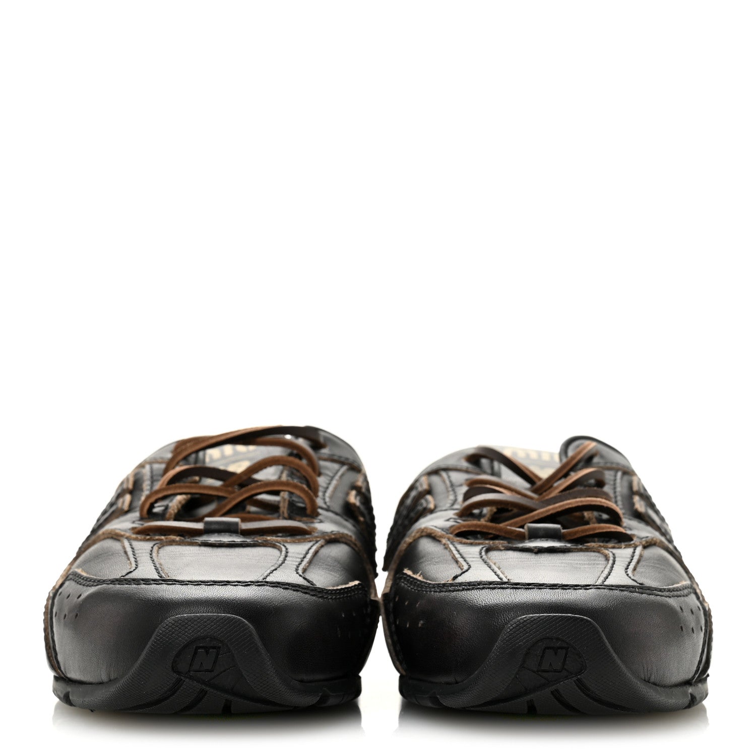 X NEW BALANCE BLEACHED CALFSKIN 530 SL SLIP-ON SNEAKERS MULES BLACK