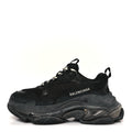 FABRIC MESH CLEAR SOLE WOMENS TRIPLE S SNEAKERS BLACK