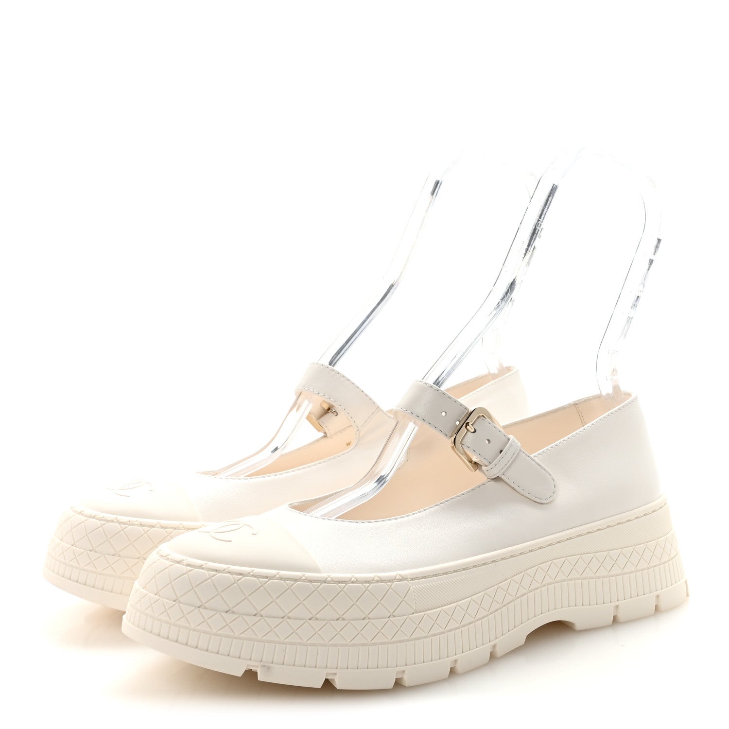 LAMBSKIN MARY JANE FLATS WHITE