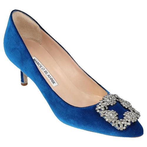 Manolo Blahnik Hangisi 50 Satin Pump - Blue (Royal Blue)