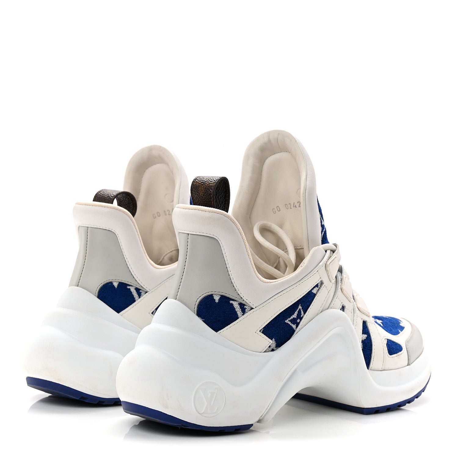 JACQUARD VELVET MONOGRAM LV ARCHLIGHT SNEAKERS WHITE BLUE