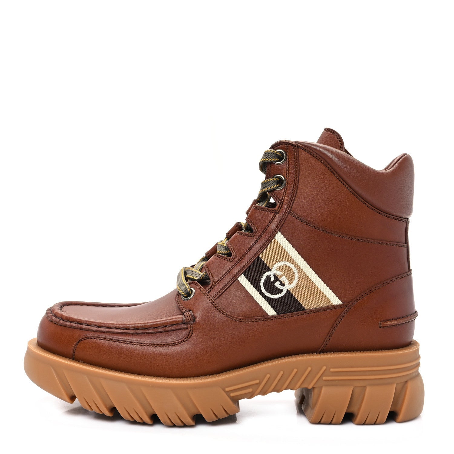 QUEBEC CALFSKIN WEB MENS INTERLOCKING G LACE UP COMBAT UP COMBAT BOOTS CUIR MYSTIC WHITE EBONY BEIGE