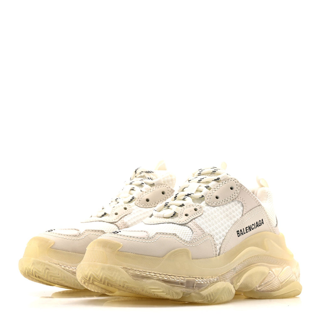 FABRIC MESH CLEAR SOLE WOMENS TRIPLE S SNEAKERS HONEYCOMB WHITE