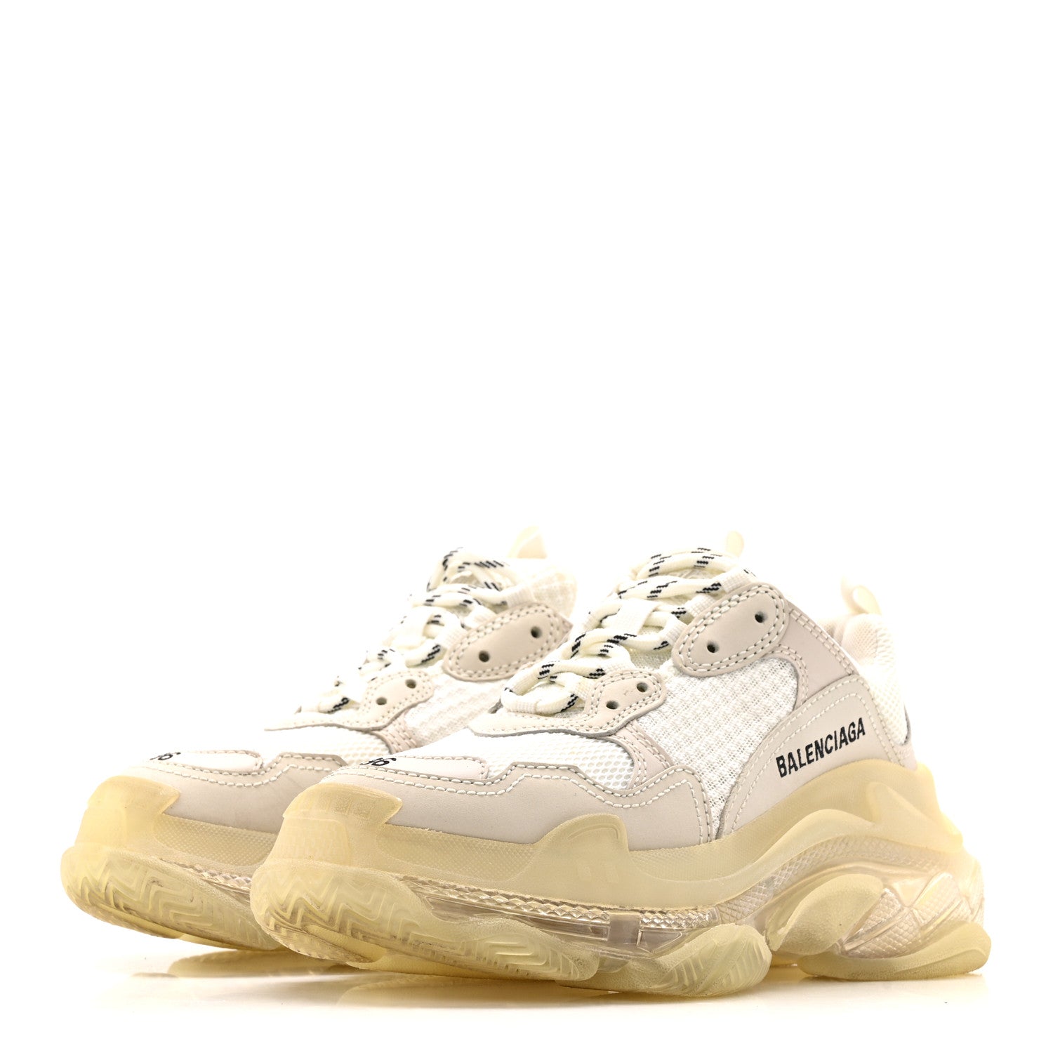 FABRIC MESH CLEAR SOLE WOMENS TRIPLE S SNEAKERS HONEYCOMB WHITE