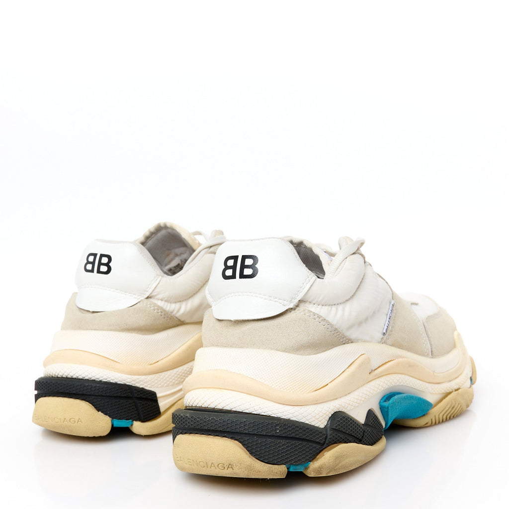 NYLON SUEDE MENS TRIPLE S 2.0 SNEAKERS WHITE GREY BLUE