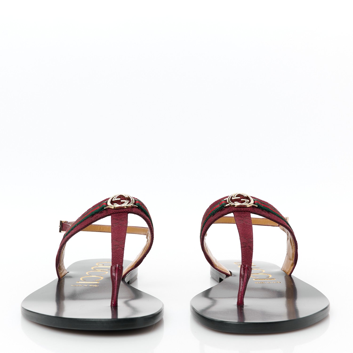 NEW CANVAS GG MALAGA KID WEB INTERLOCKING G WOMENS THONG SANDALS ROSSO ANCORA