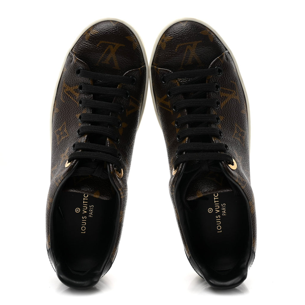 LOUIS VUITTON PATENT MONOGRAM FRONTROW SNEAKER BROWN