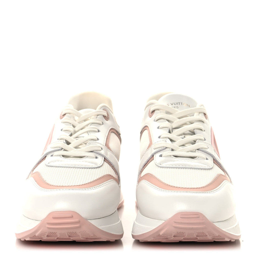 LOUIS VUITTON MIX MATERIALS SUEDE CALFSKIN RUN SNEAKERS WHITE & PINK