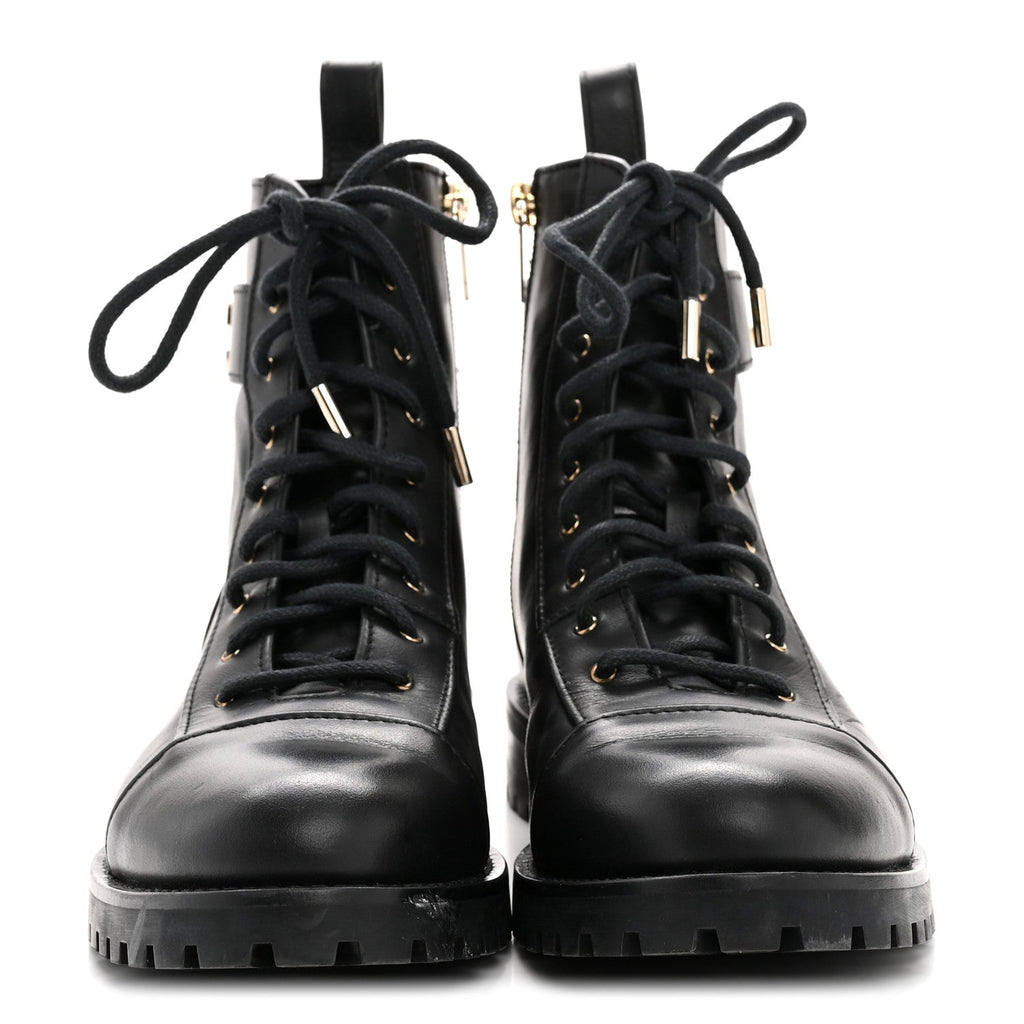 SHINY CALFSKIN CAYO COMBAT BOOTS BLACK