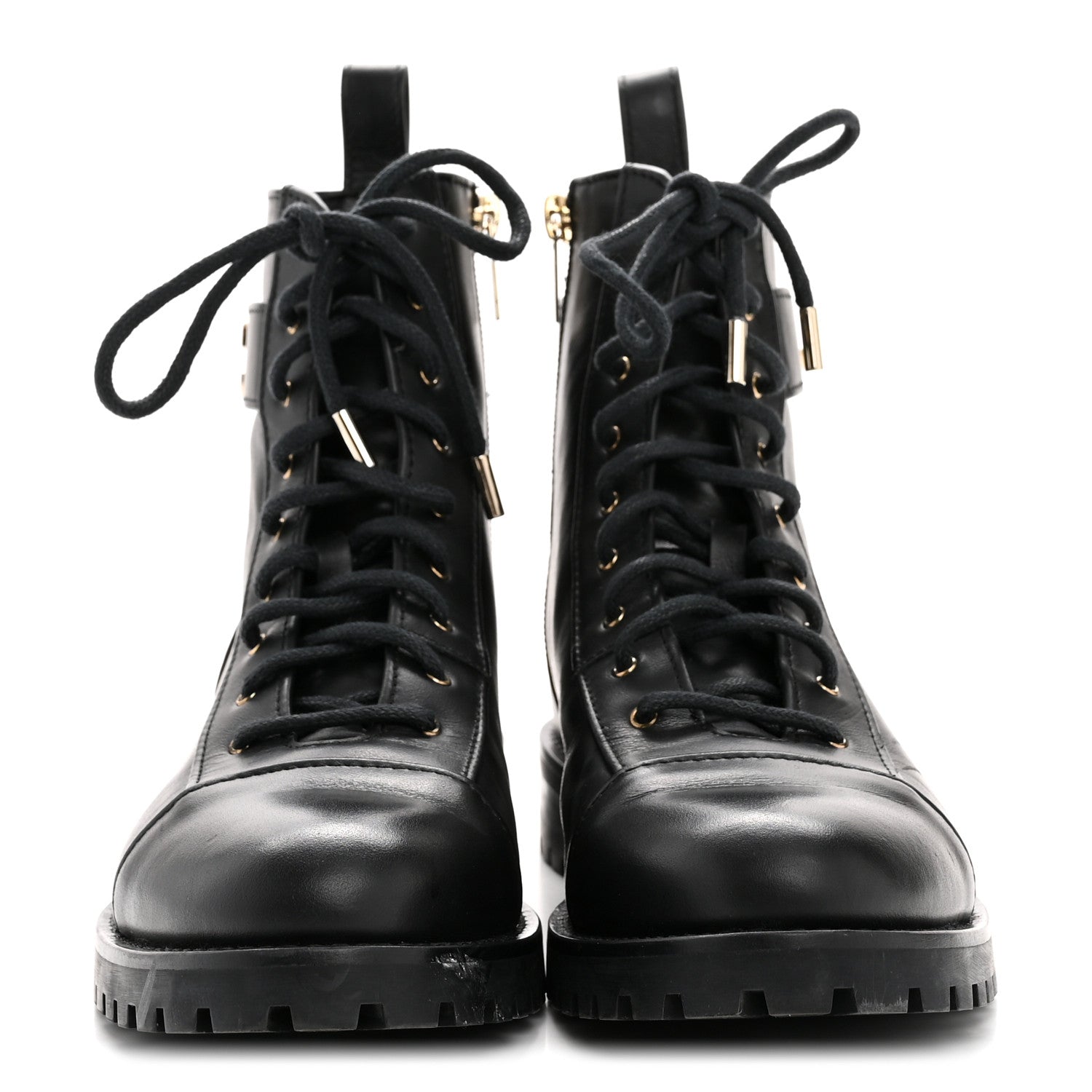 SHINY CALFSKIN CAYO COMBAT BOOTS BLACK