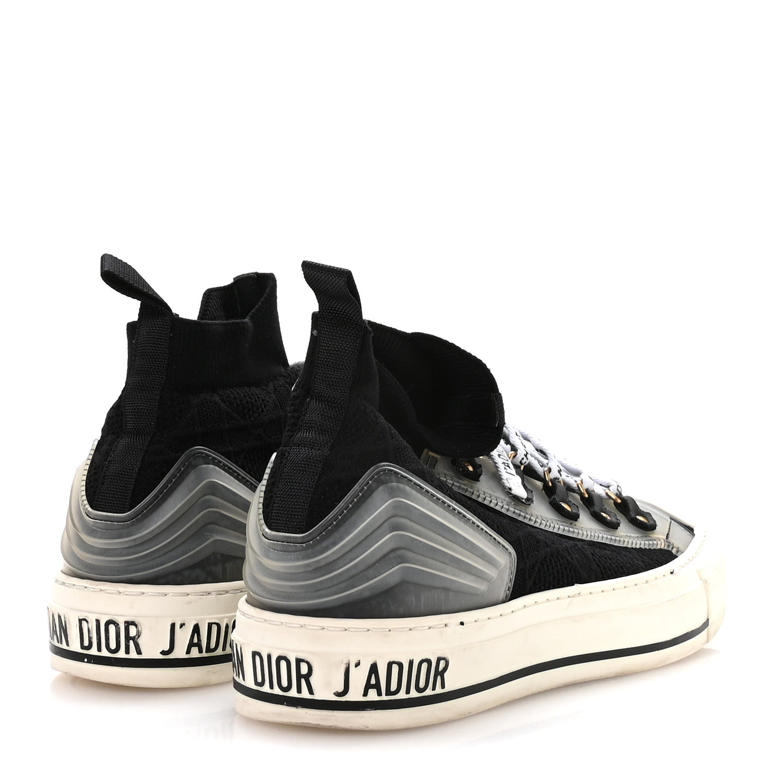 TECHNICAL KNIT CANNAGE WOMENS WALK'N'DIOR HIGH TOP SNEAKERS BLACK
