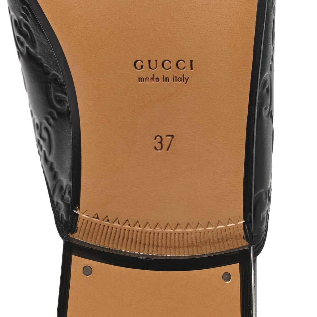 GLAMOUR CALFSKIN GUCCISSIMA WOMENS PRINCETOWN SLIPPERS BLACK