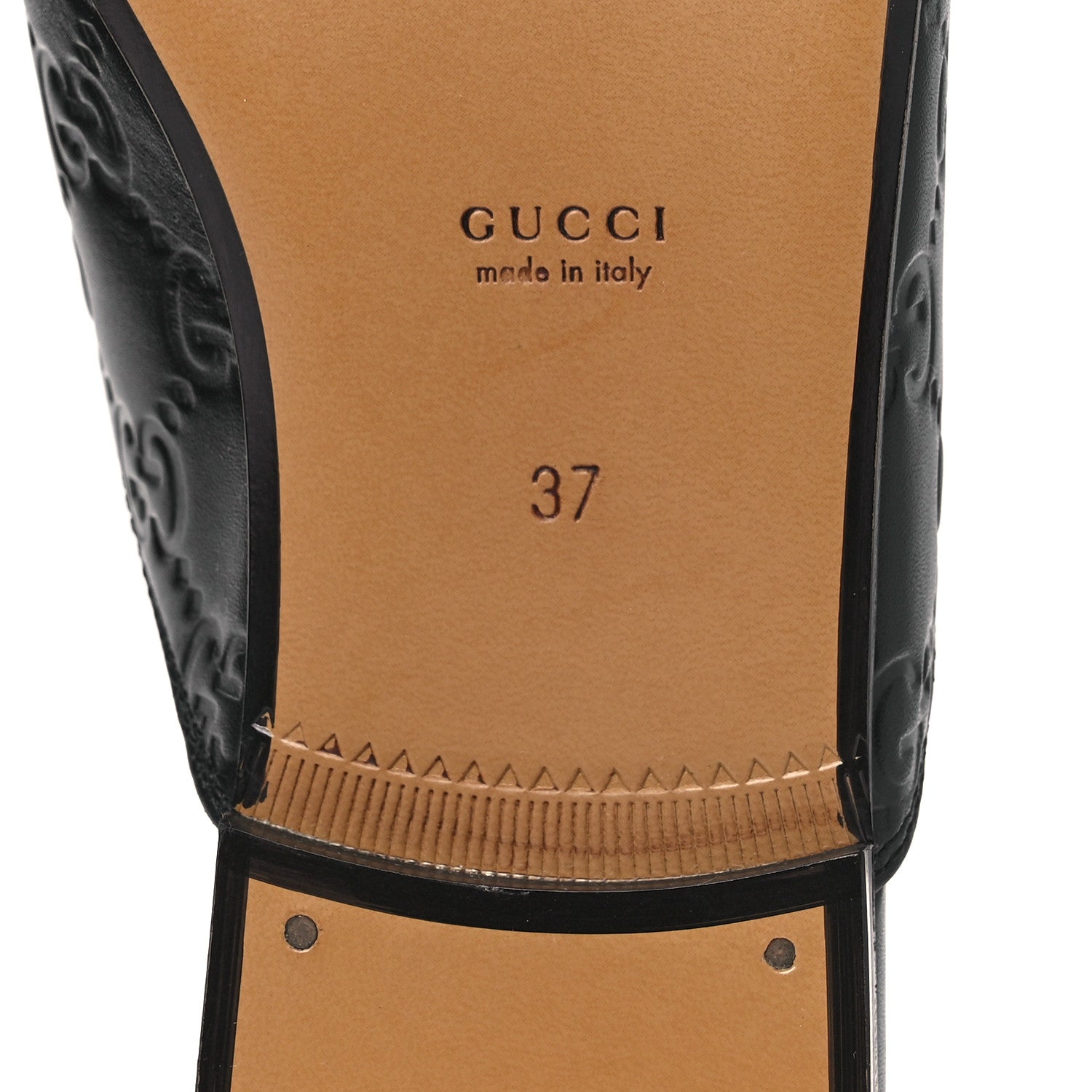 GLAMOUR CALFSKIN GUCCISSIMA WOMENS PRINCETOWN SLIPPERS BLACK