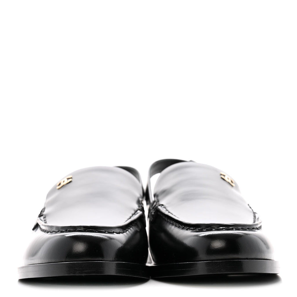 SHINY CALFSKIN SLINGBACK LOAFERS BLACK