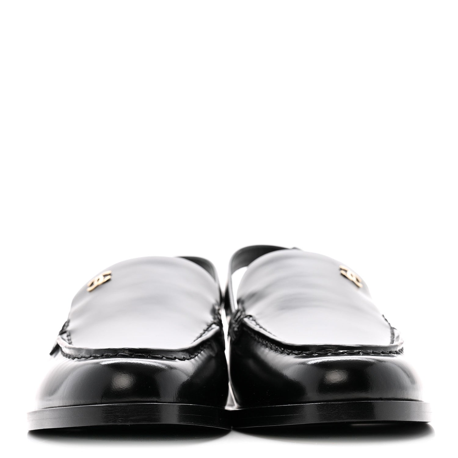 SHINY CALFSKIN SLINGBACK LOAFERS BLACK