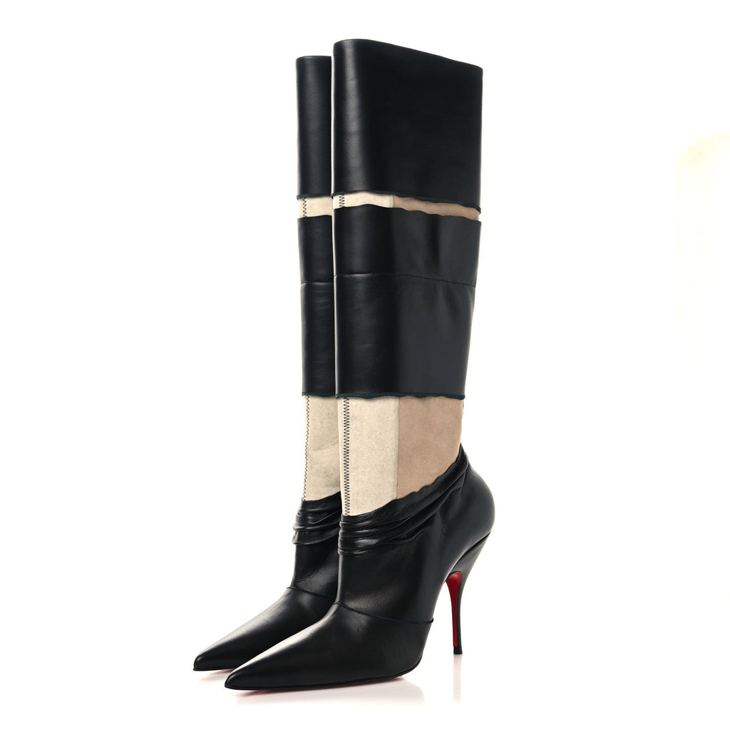 X MAISON MARGIELA NAPPA XRISMARTEEN 100 KNEE HIGH BOOTS BLACK