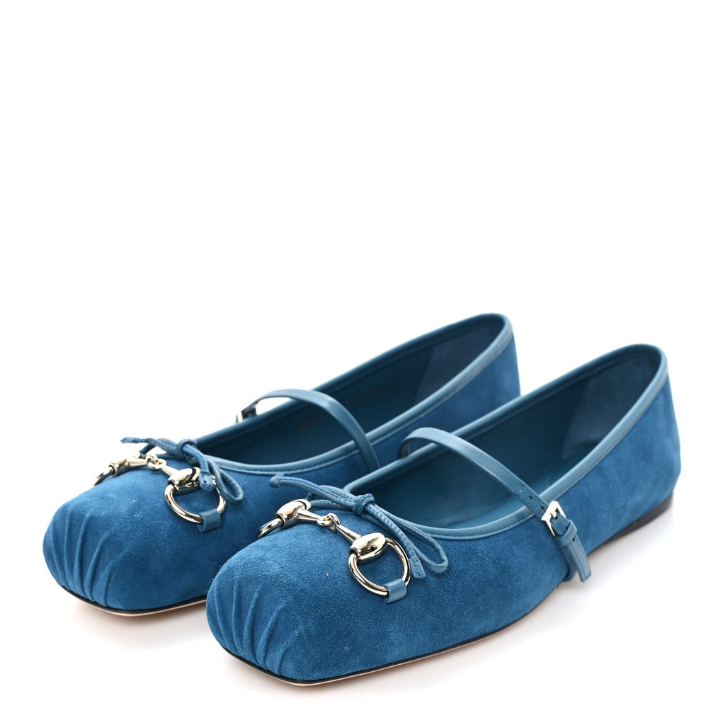 KID SCAMOSCIATO HORSEBIT BALLET FLATS DEEP ACQUA