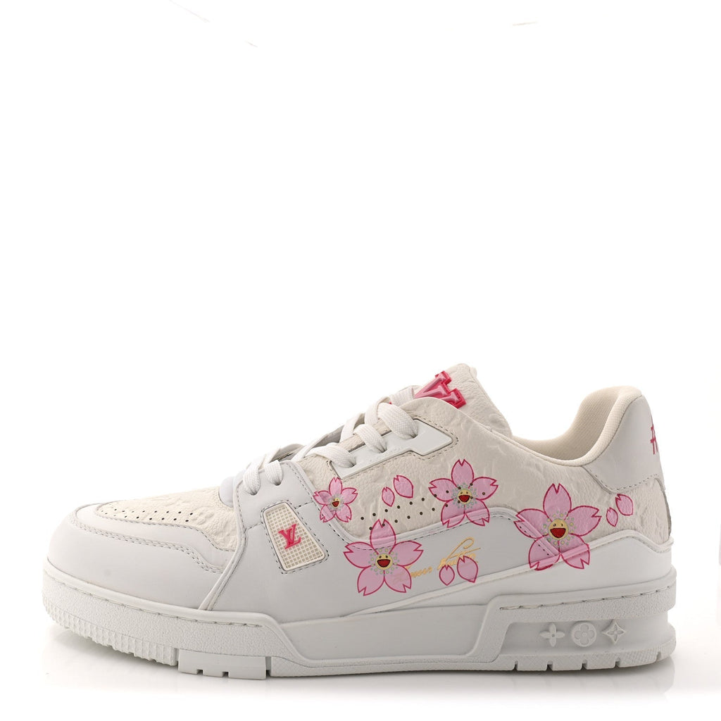 LV X TM EMBOSSED MONOGRAM CHERRY BLOSSOM LV TRAINER SNEAKERS WHITE