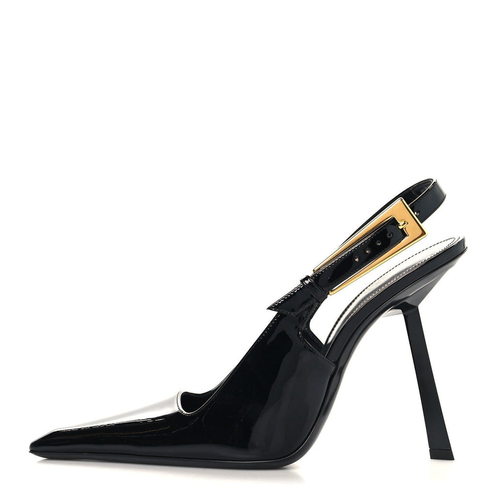 GLAZED CALFSKIN LEE SLINGBACK PUMPS BLACK