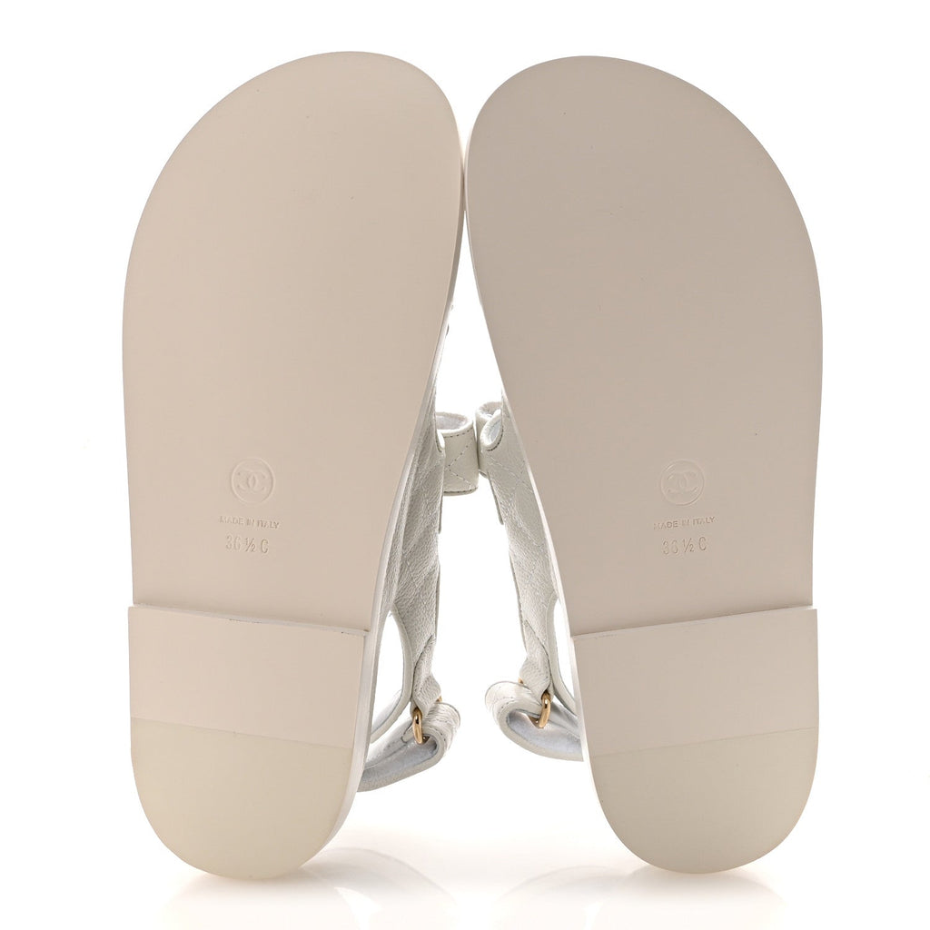 GRAINED CALFSKIN VELCRO DAD SANDALS WHITE