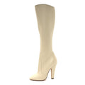 CALFSKIN KNEE HIGH SKINNY BOOTS EGGSHELL