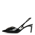 PATENT REGENT CALFSKIN WALMA 65 BUCKLE SLINGBACK PUMPS BLACK