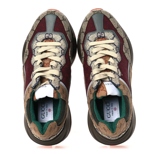 GG SUPREME MONOGRAM MIX MONOGRAM WOMENS RHYTON SNEAKERS BORDEAUX BEIGE EBONY
