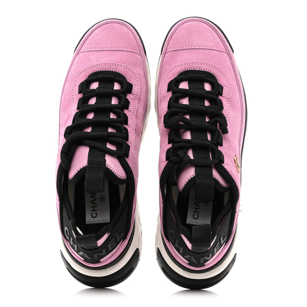 SUEDE CALFSKIN NYLON GROSGRAIN CC SNEAKERS DARK PINK