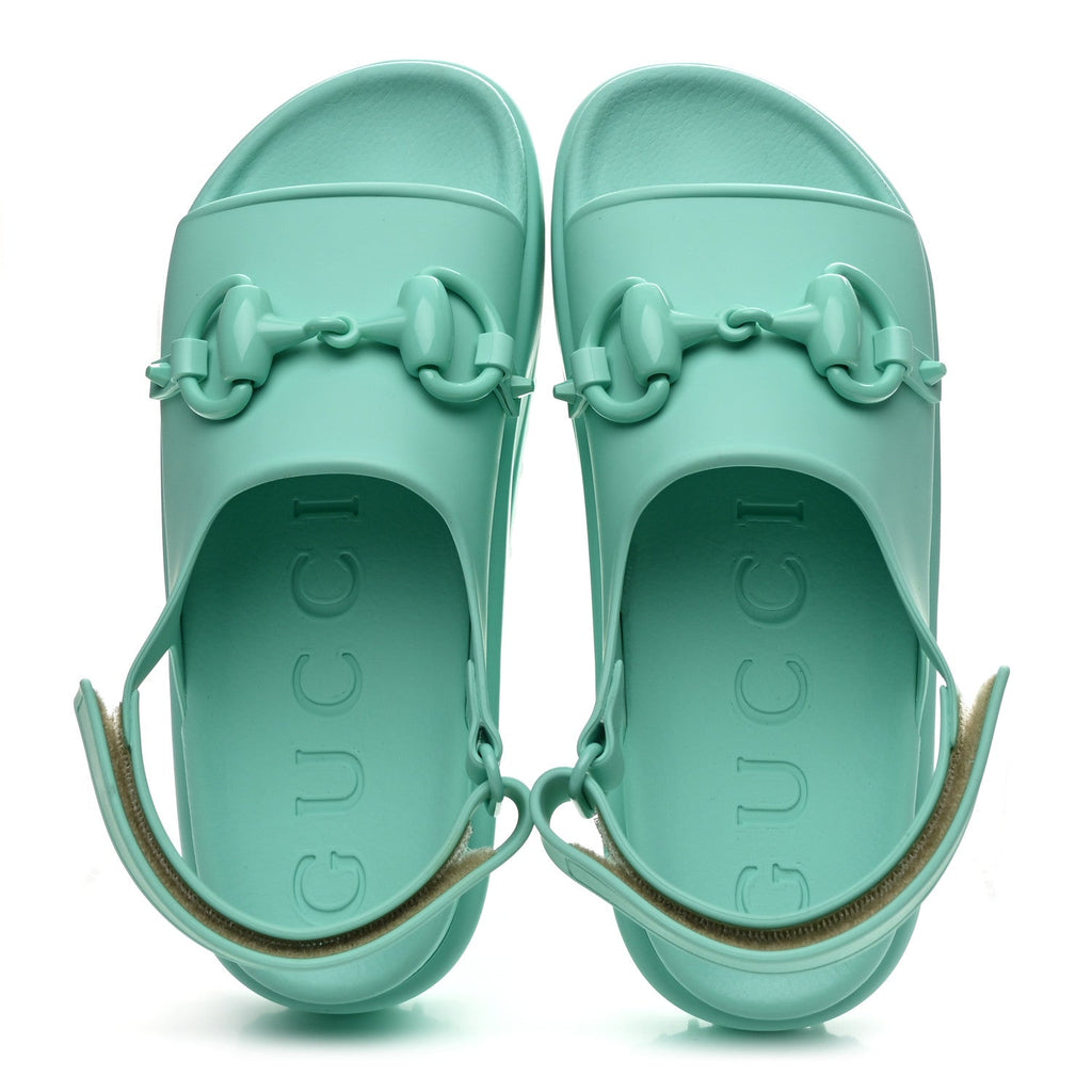 SOFT RUBBER HORSEBIT WOMENS SLINGBACK SANDALS TEAL CYAN