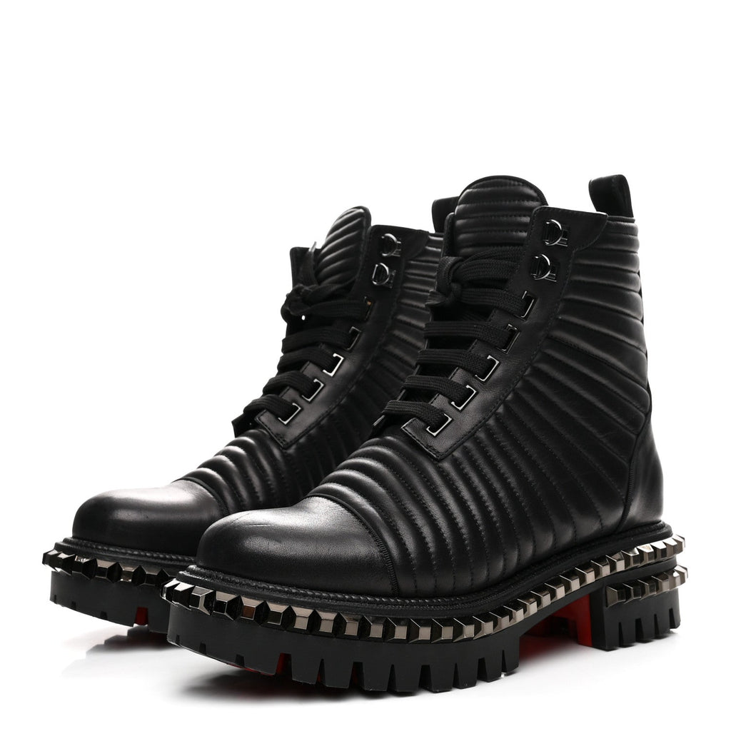 CALFSKIN QUILTED YETOTA COMBAT BOOTS BLACK