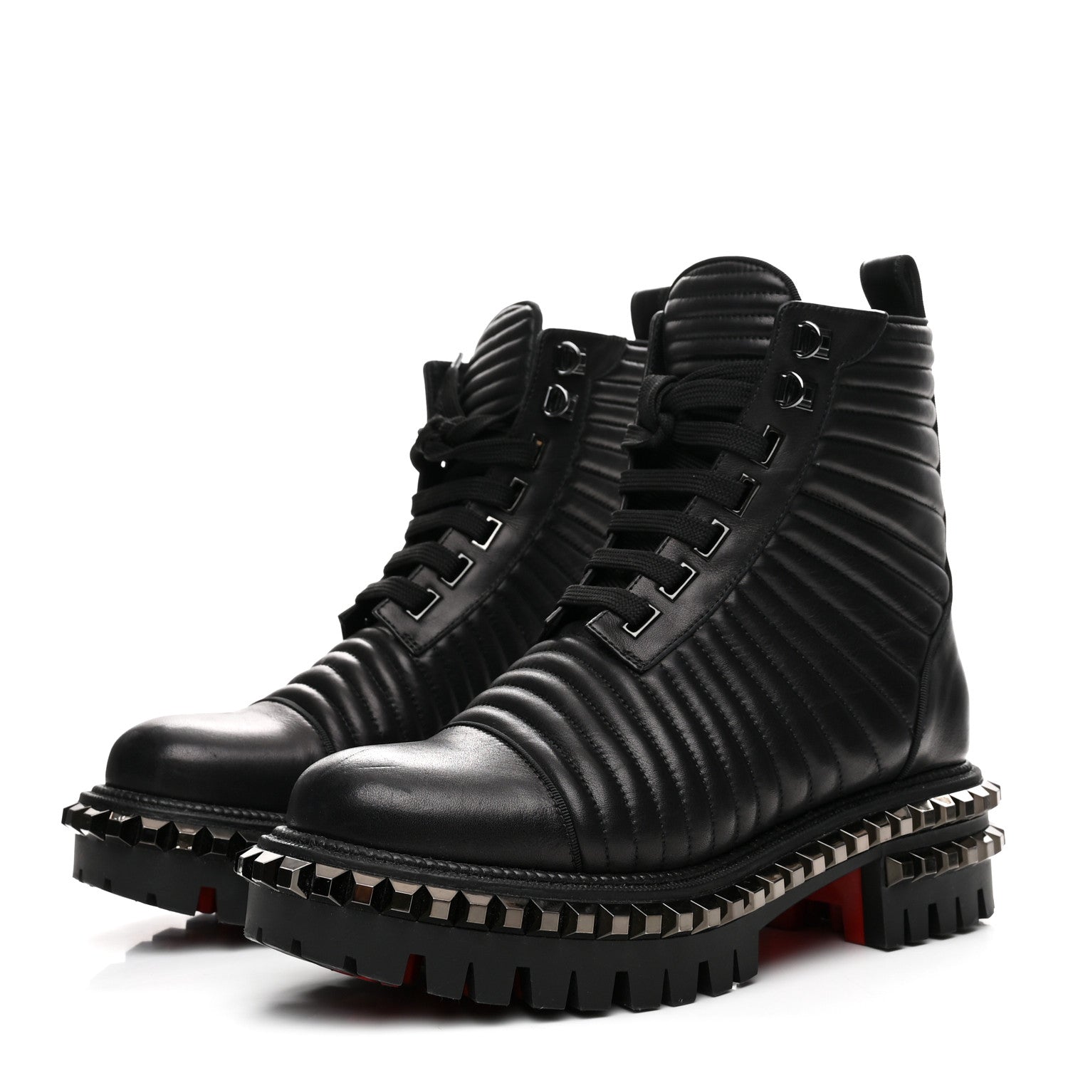CALFSKIN QUILTED YETOTA COMBAT BOOTS BLACK