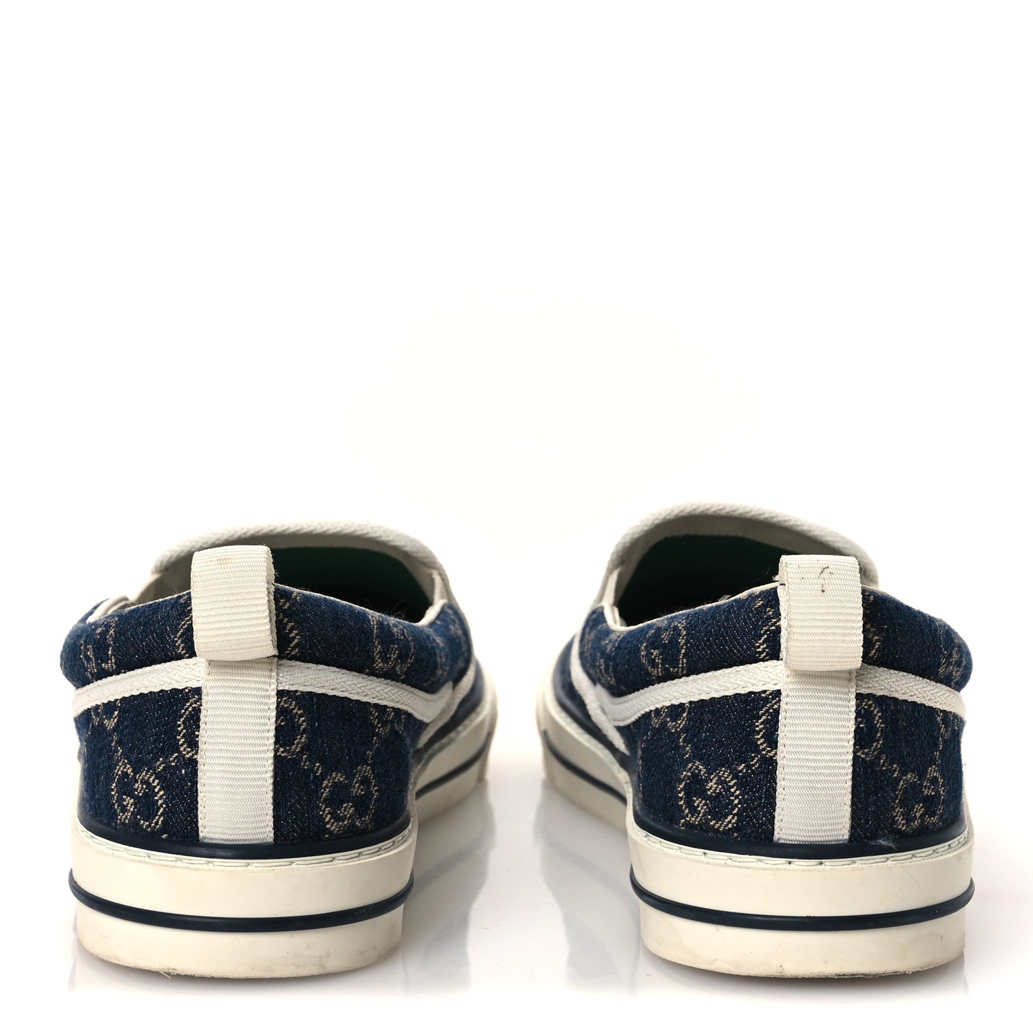 NEW DENIM GG MONOGRAM MENS 1977 TENNIS SLIP ON SNEAKERS BLUE TEA MYSTIC WHITE
