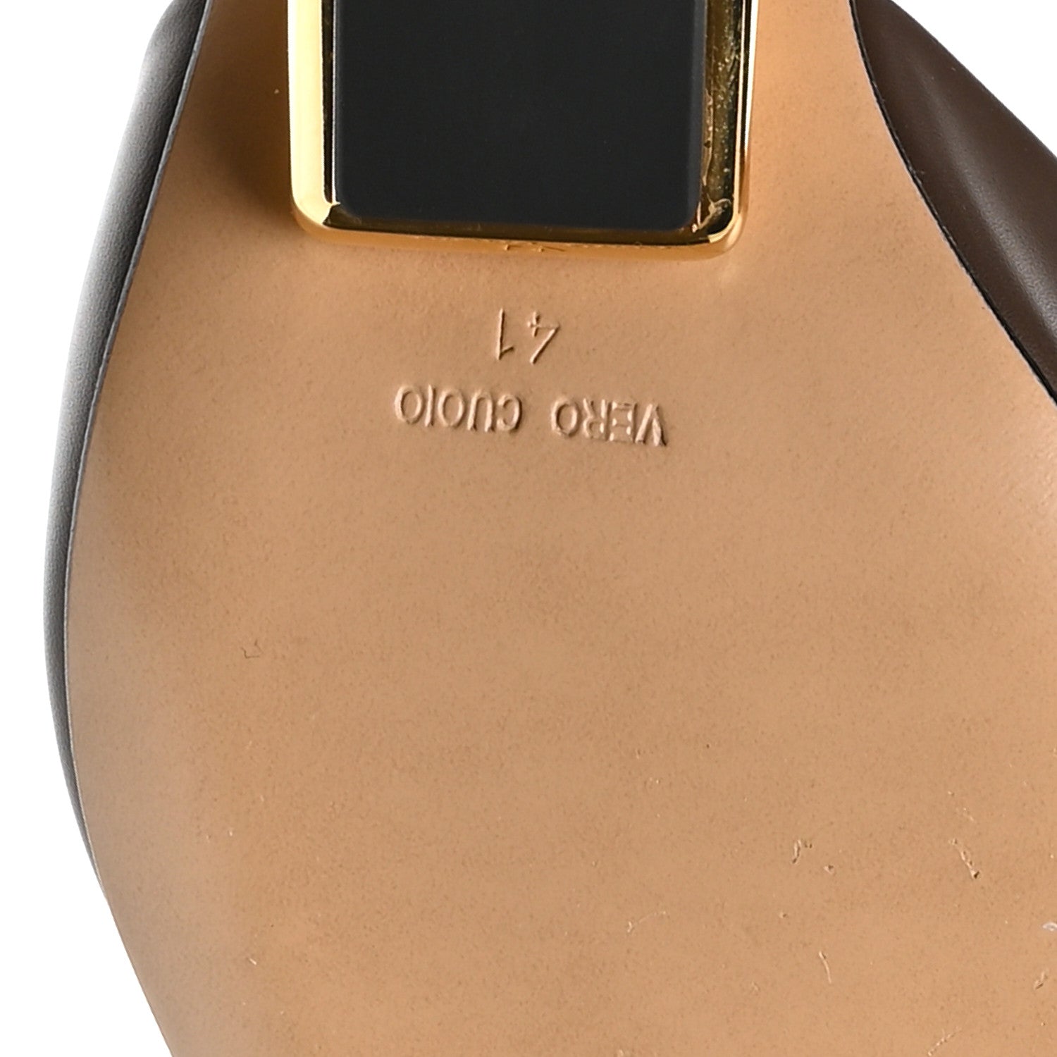 VITELLO FENDI FIRST 95MM SLINGBACK SANDALS COFFEE