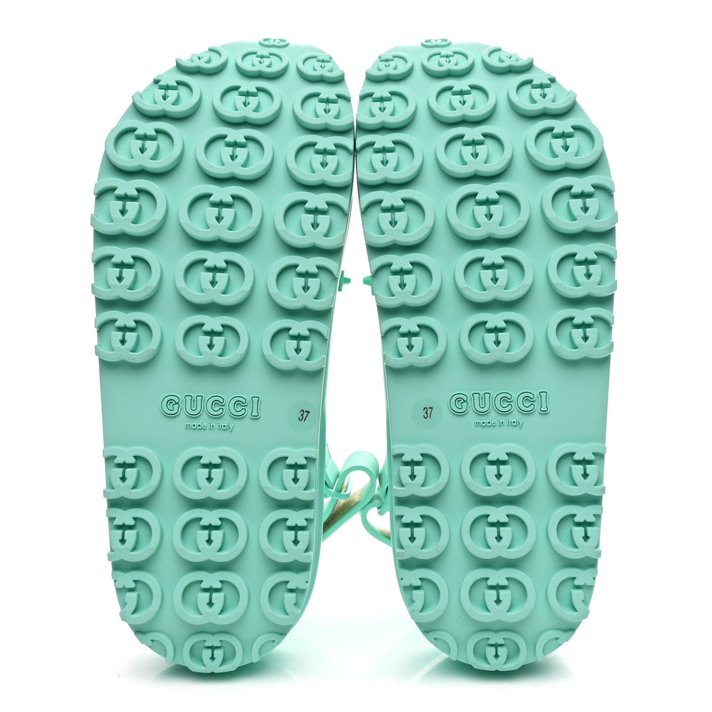 SOFT RUBBER HORSEBIT WOMENS SLINGBACK SANDALS TEAL CYAN