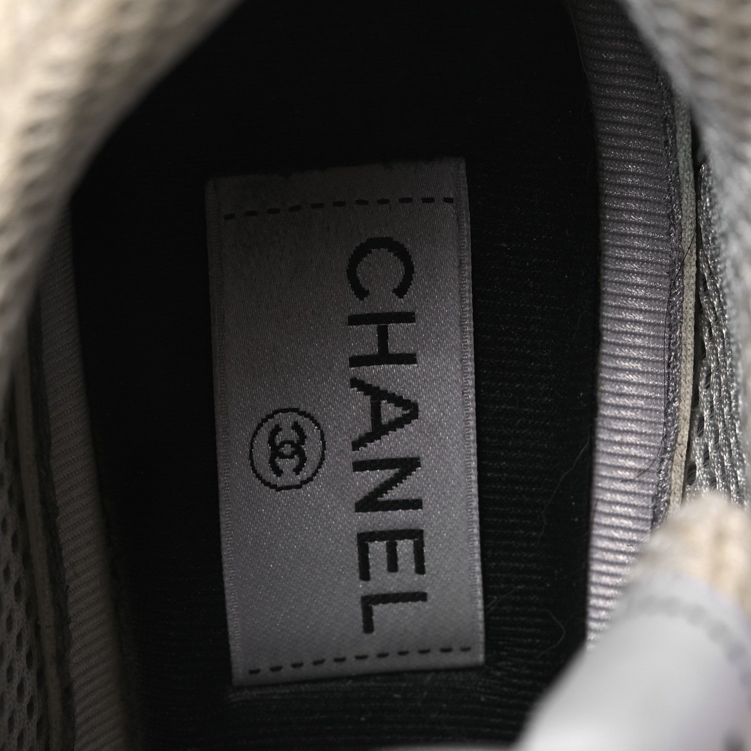 FABRIC LAMINATED CALFSKIN STRETCH CC WOMENS SNEAKERS WHITE GOLD SILVER