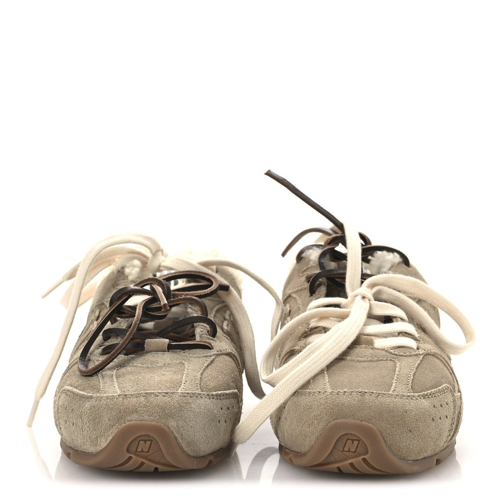 X NEW BALANCE SUEDE SHEARLING 530 SL SNEAKERS BLEACHED ECRU