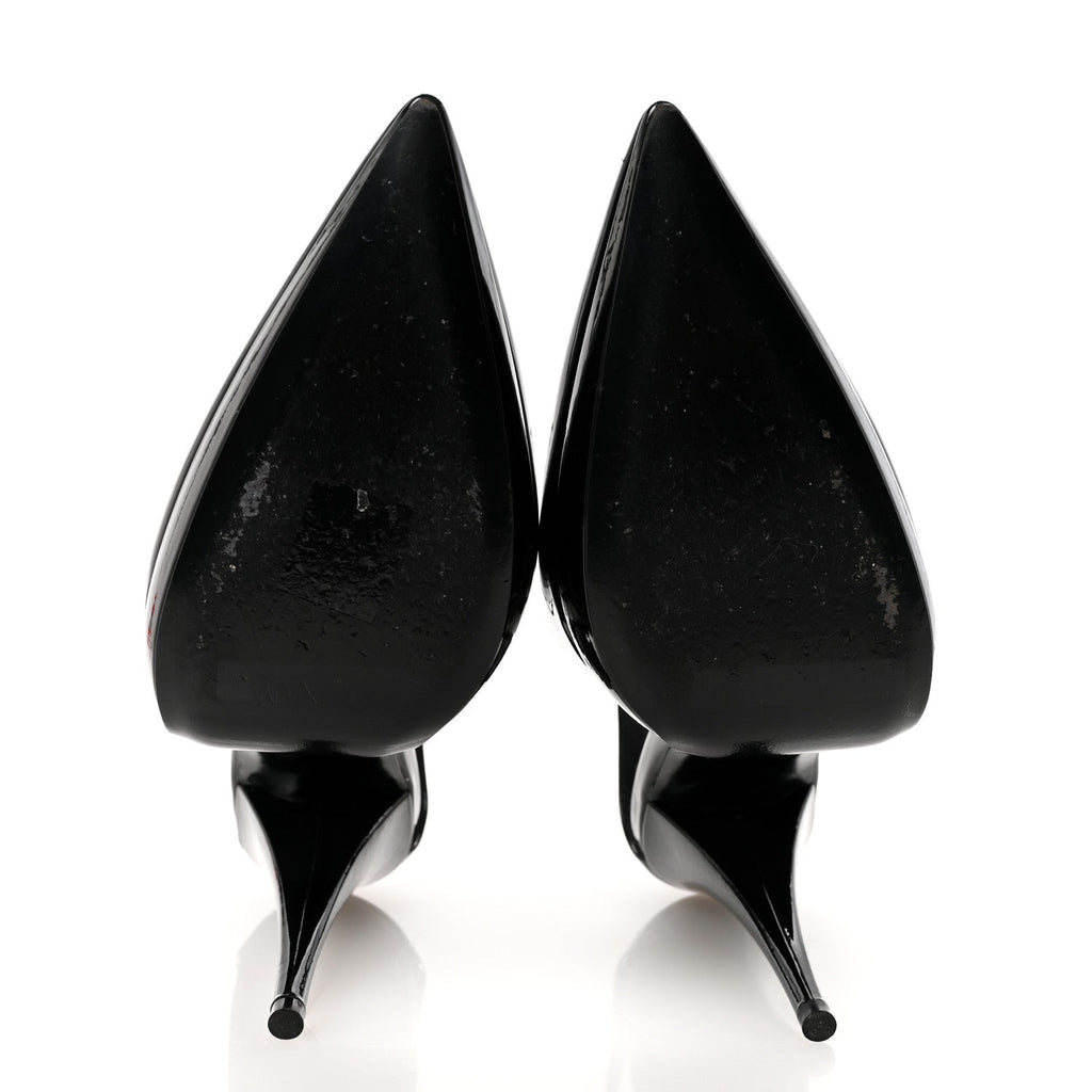 PATENT ANJA 105 ANKLE STRAP POINTED PUMPS BLACK