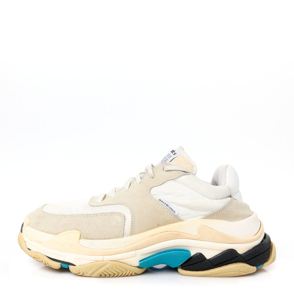 NYLON SUEDE MENS TRIPLE S 2.0 SNEAKERS WHITE GREY BLUE
