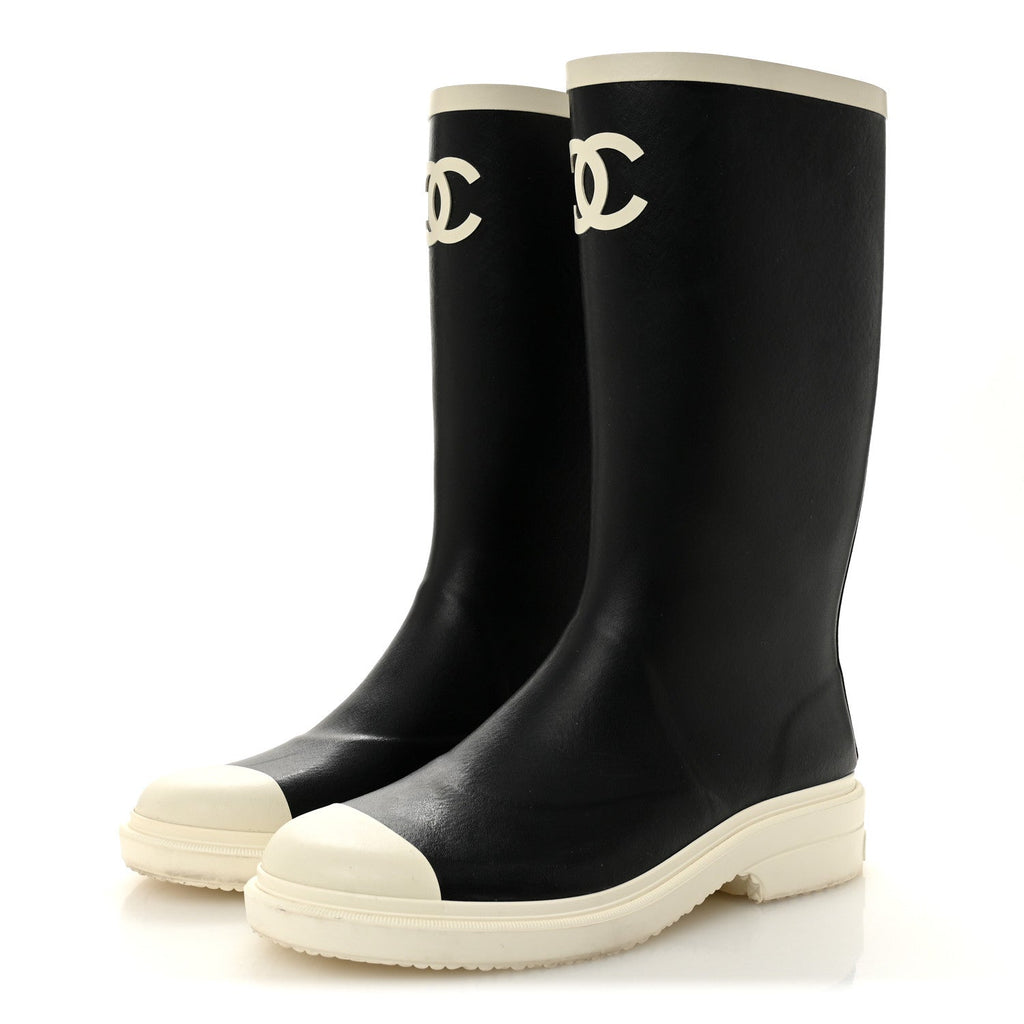 CAOUTCHOUK CC HIGH BOOTS BLACK WHITE