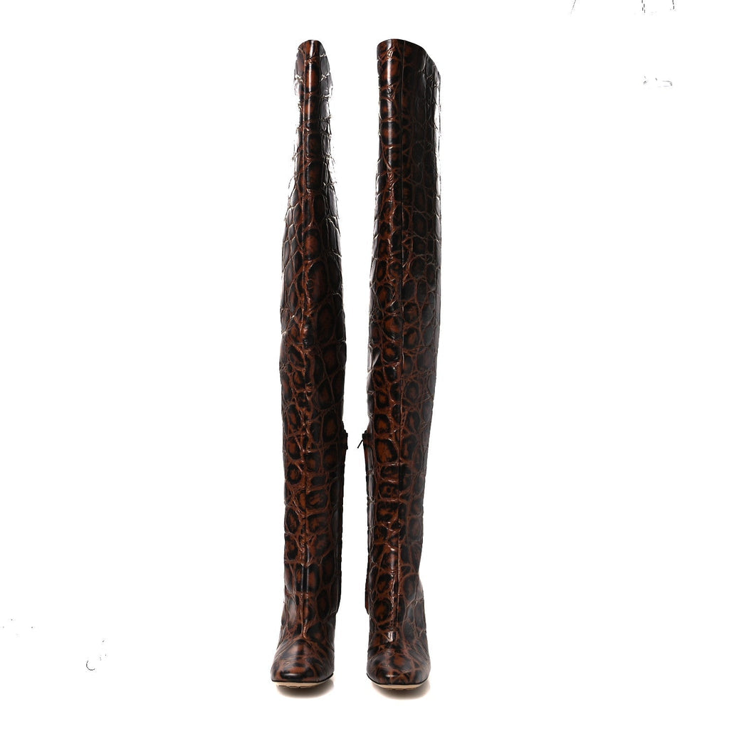 CROC EFFECT CANALAZZO OVER THE KNEE BOOTS BARREL