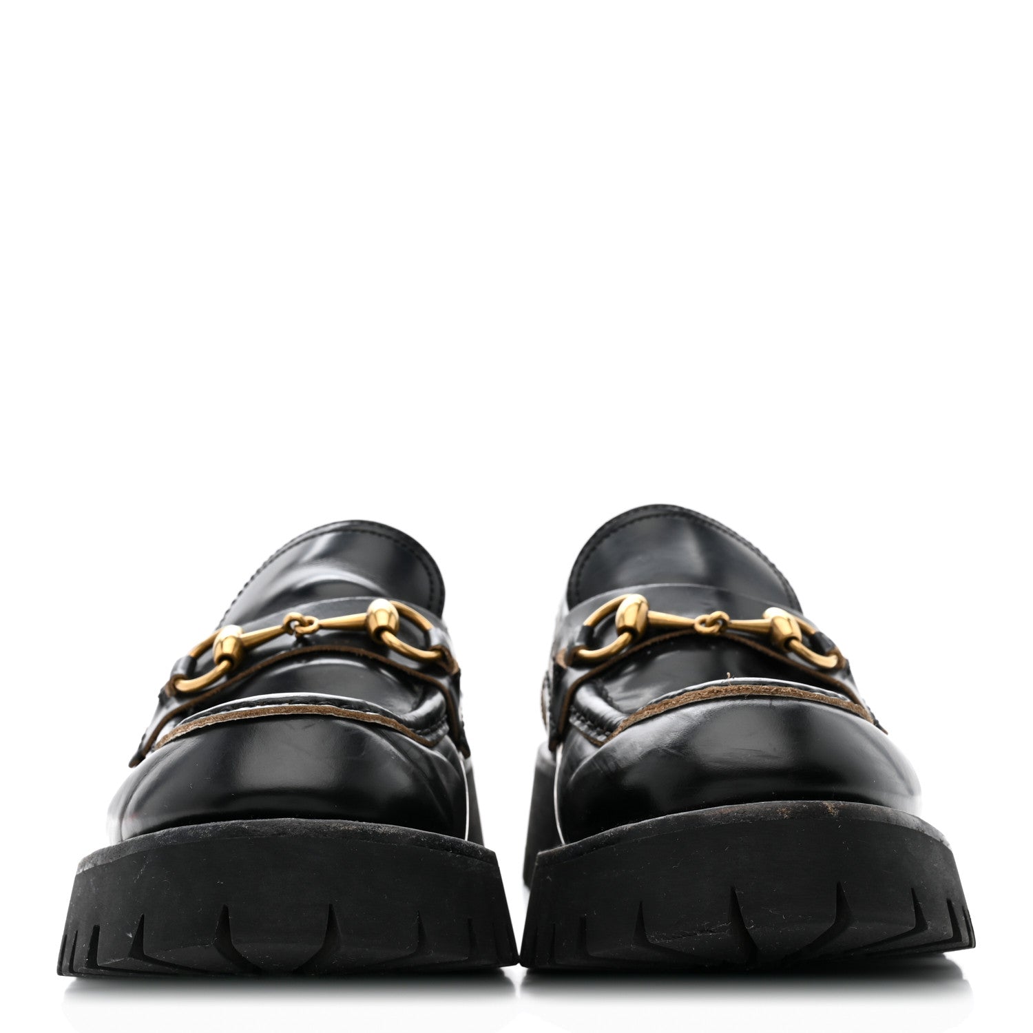 CORDOVAN LUX WOMENS HARALD HORSEBIT 25MM PLATFORM LOAFERS BLACK