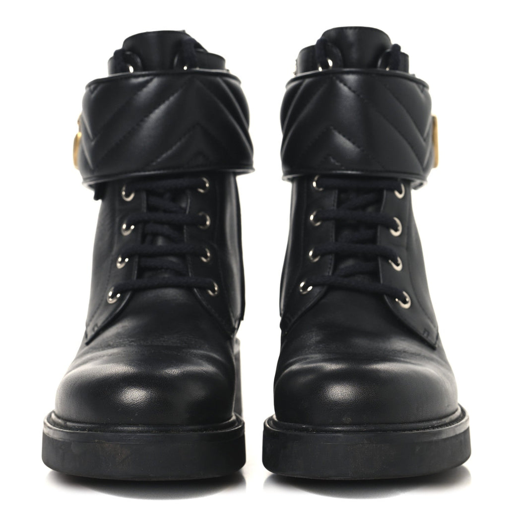 FLORES CALFSKIN NAPPA MATELASSE GG 40MM ANKLE BOOTS BLACK